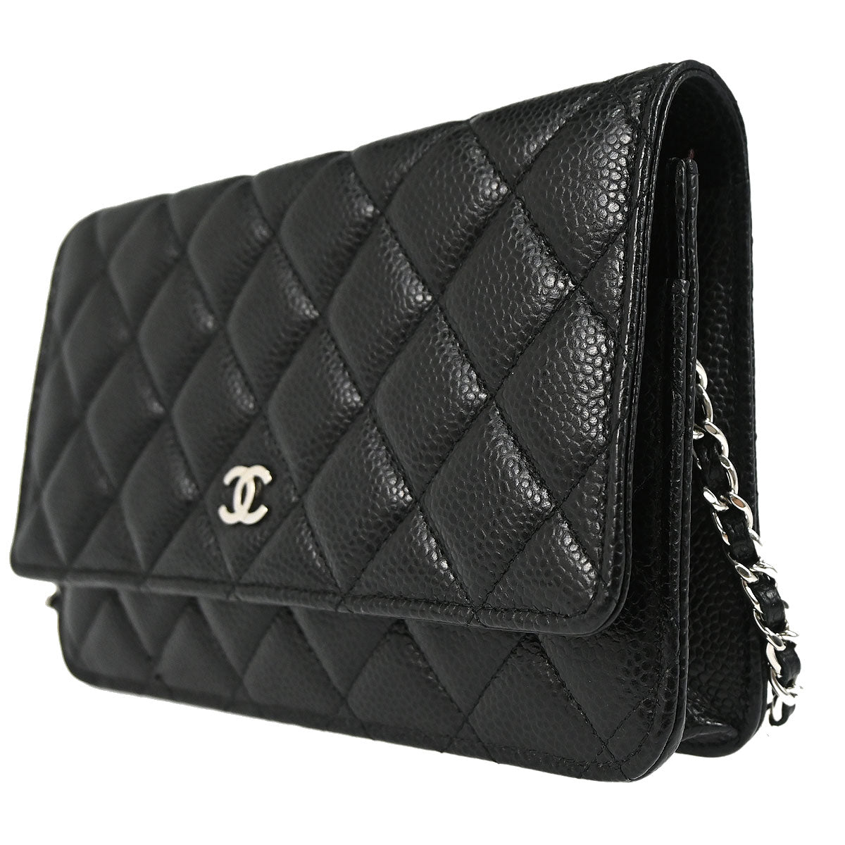 Chanel 2019 Black Caviar Skin Classic WOC Wallet on Chain Bag