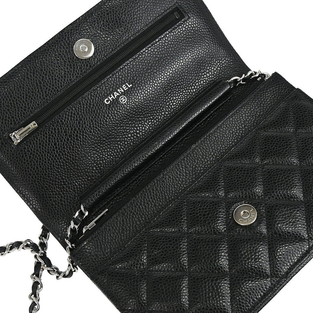 Chanel 2019 Black Caviar Skin Classic WOC Wallet on Chain Bag