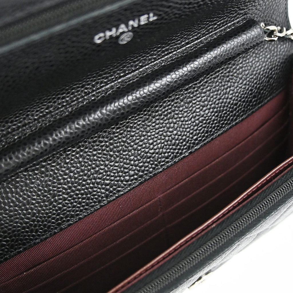 Chanel 2019 Black Caviar Skin Classic WOC Wallet on Chain Bag