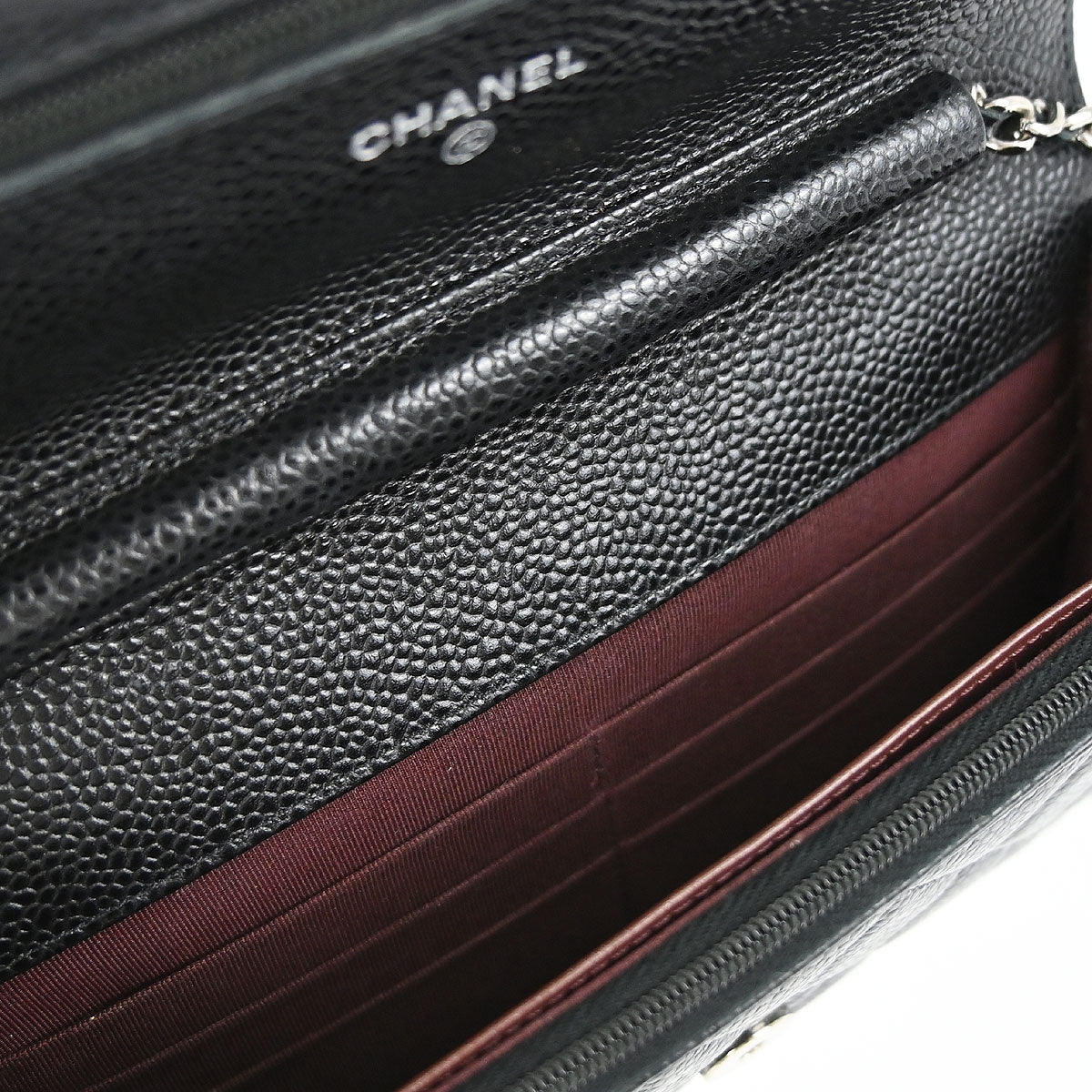 Chanel 2019 Black Caviar Skin Classic WOC Wallet on Chain Bag