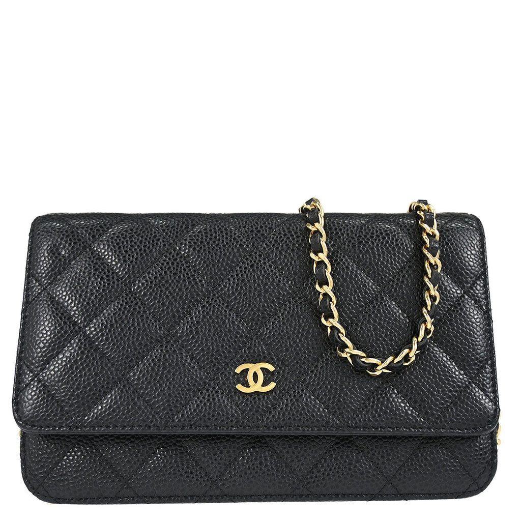 Chanel 2019 Black Caviar Skin Classic WOC Wallet on Chain Bag