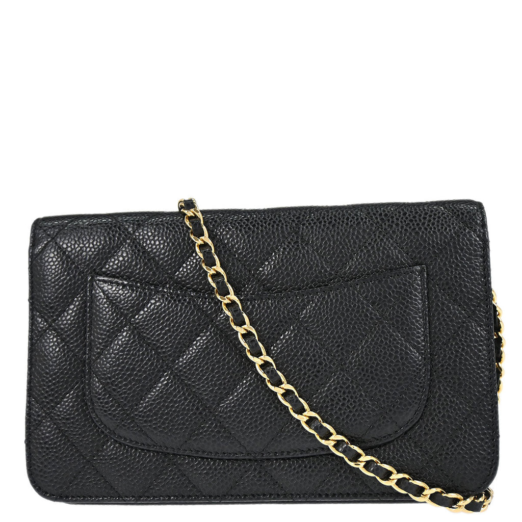Chanel 2019 Black Caviar Skin Classic WOC Wallet on Chain Bag