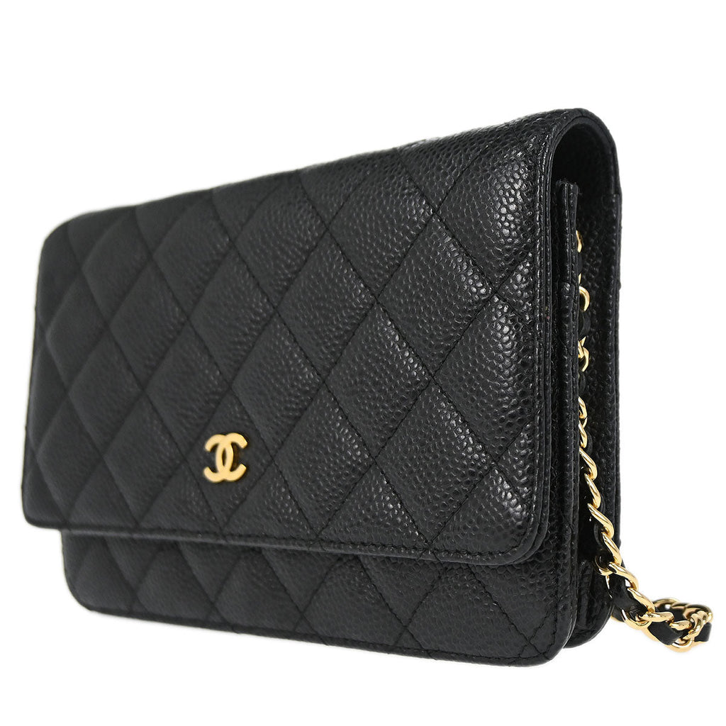 Chanel 2019 Black Caviar Skin Classic WOC Wallet on Chain Bag