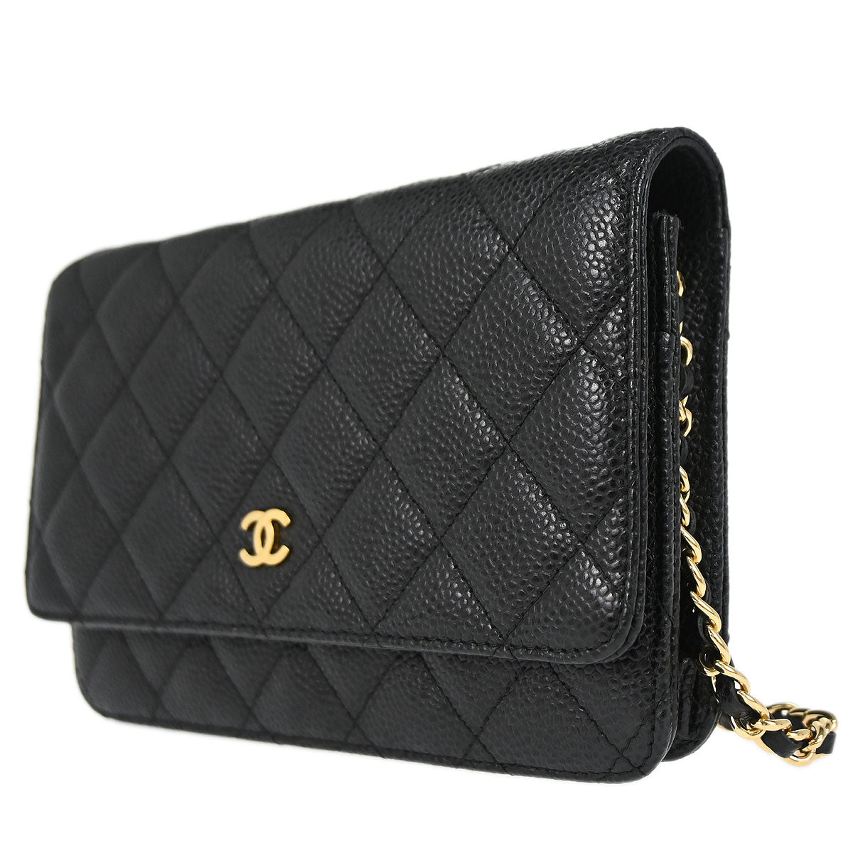 Chanel 2019 Black Caviar Skin Classic WOC Wallet on Chain Bag