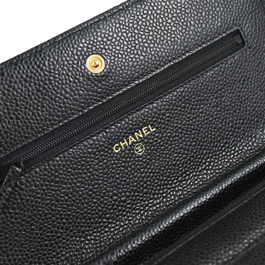 Chanel 2019 Black Caviar Skin Classic WOC Wallet on Chain Bag