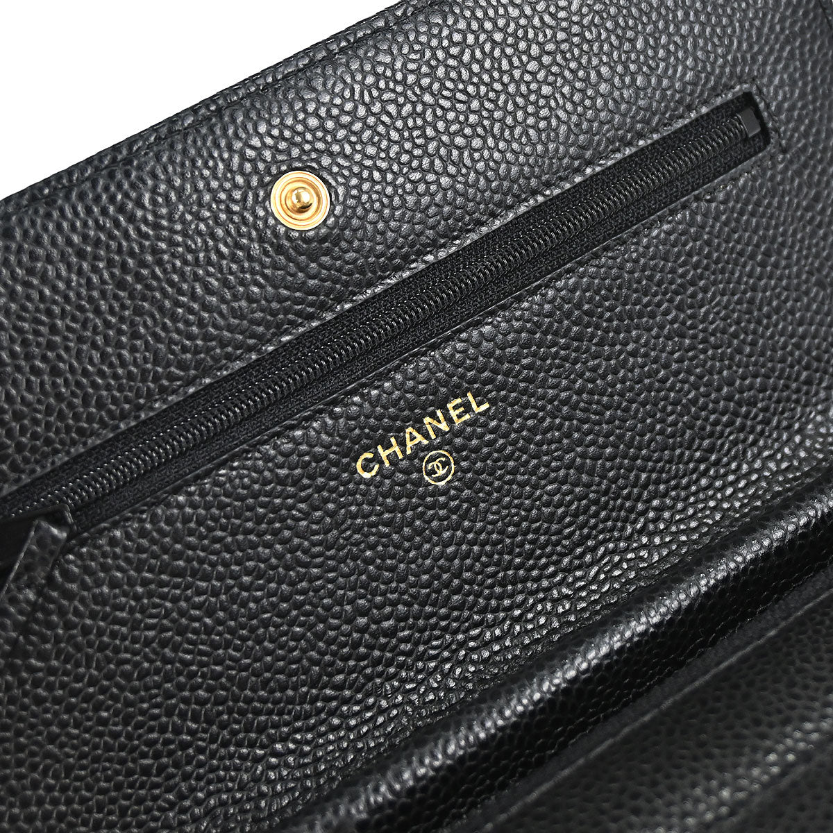 Chanel 2019 Black Caviar Skin Classic WOC Wallet on Chain Bag