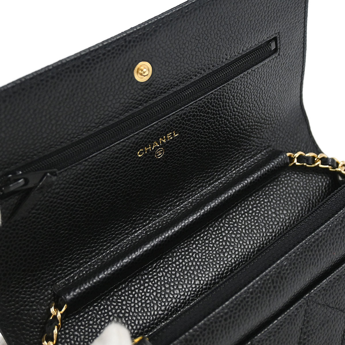 Chanel 2019 Black Caviar Skin Classic WOC Wallet on Chain Bag