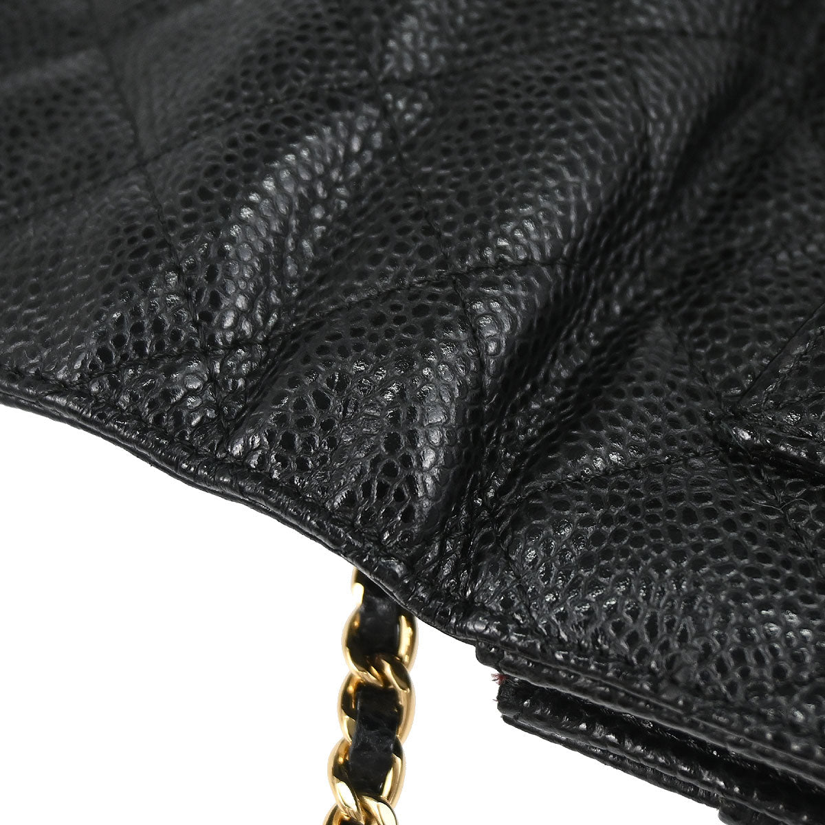 Chanel 2019 Black Caviar Skin Classic WOC Wallet on Chain Bag
