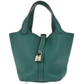 Hermes Malachite Taurillon Clemence Picotin Lock 18 PM Handbag