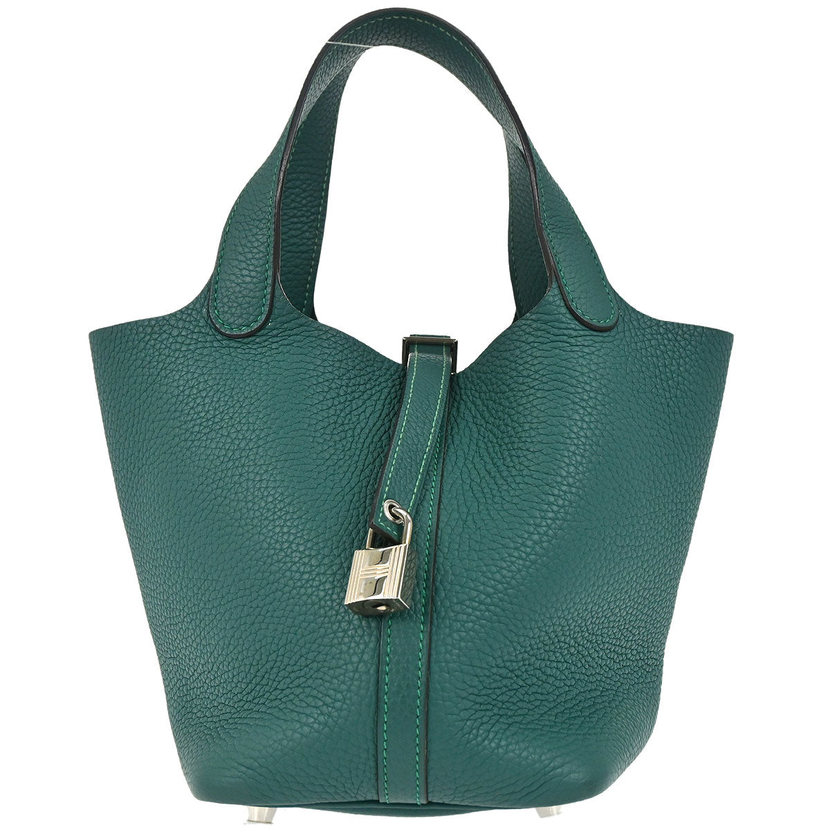 Hermes Malachite Taurillon Clemence Picotin Lock 18 PM Handbag