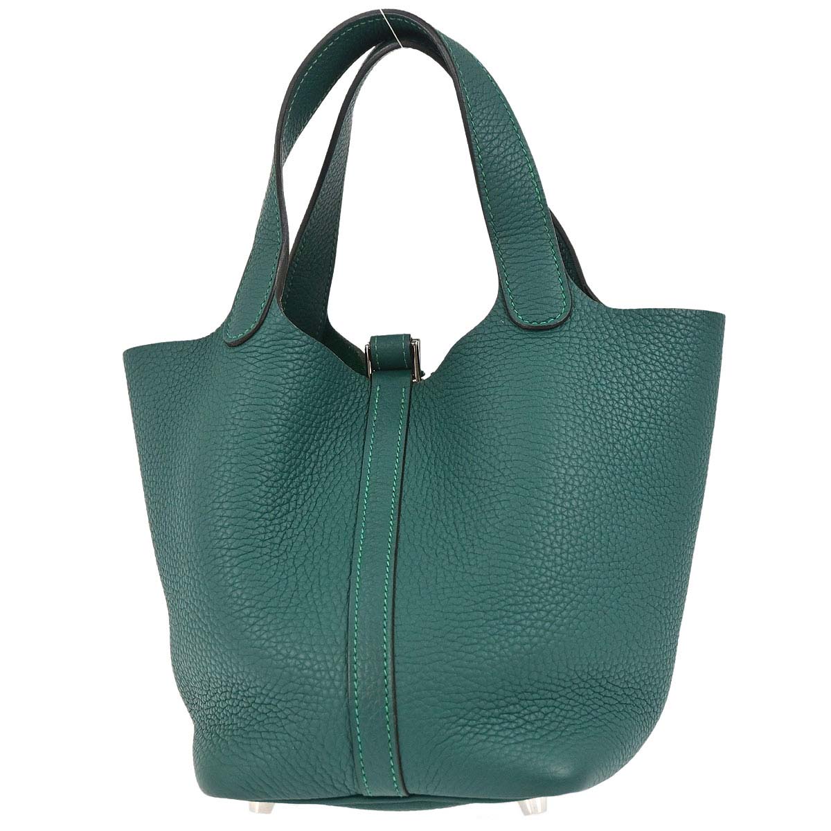Hermes Malachite Taurillon Clemence Picotin Lock 18 PM Handbag