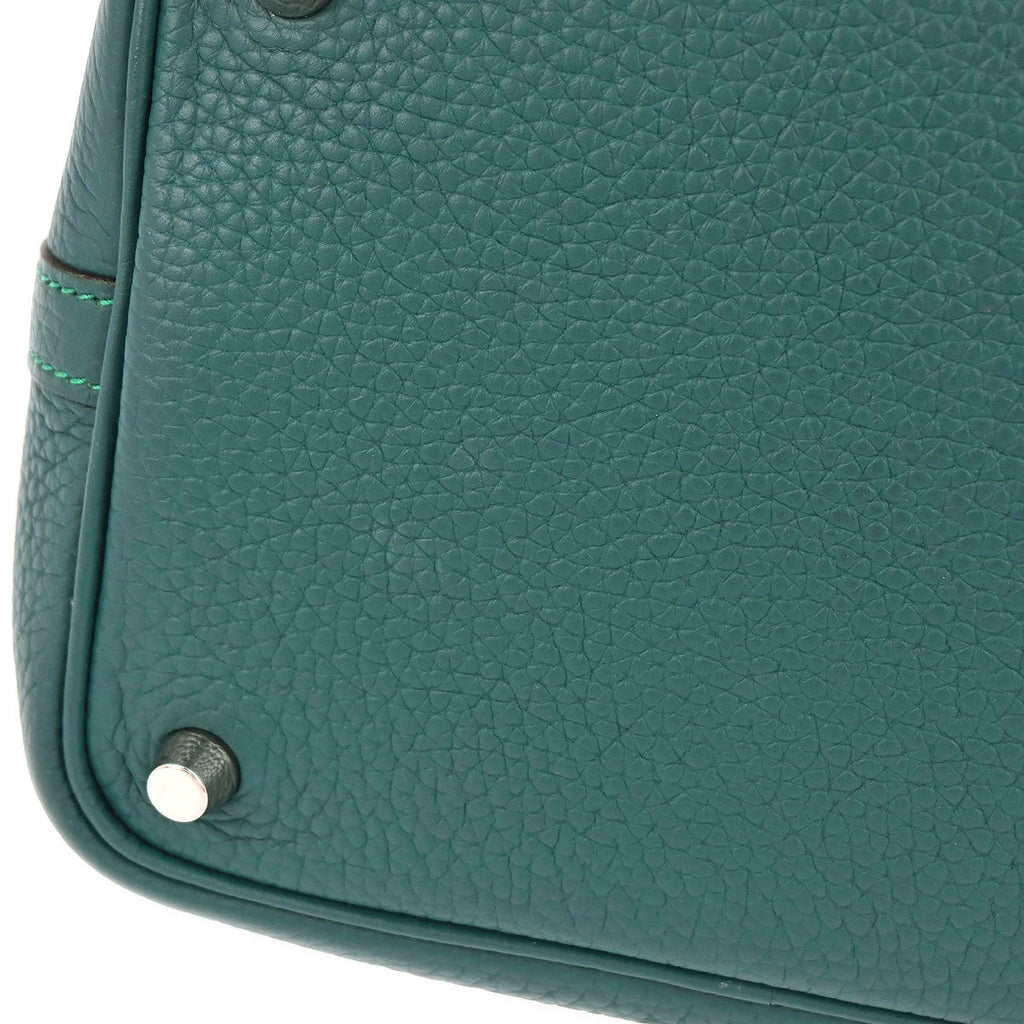 Hermes Malachite Taurillon Clemence Picotin Lock 18 PM Handbag