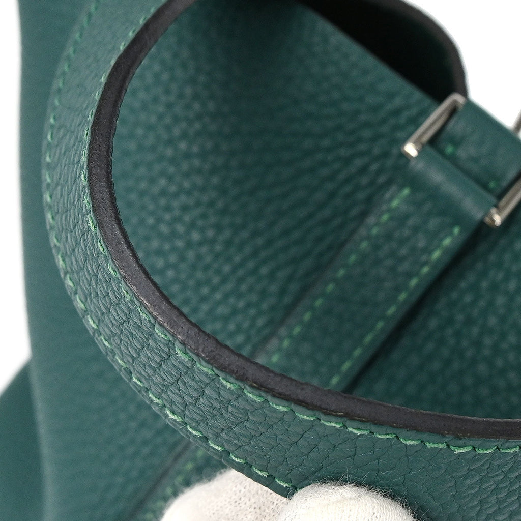 Hermes Malachite Taurillon Clemence Picotin Lock 18 PM Handbag