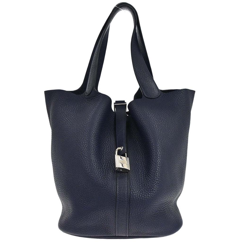 Hermes Blue Nuit Taurillon Clemence Picotin Lock 26 GM Handbag