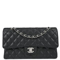 Chanel 2019 Black Caviar Skin Medium Classic Double Flap Shoulder Bag