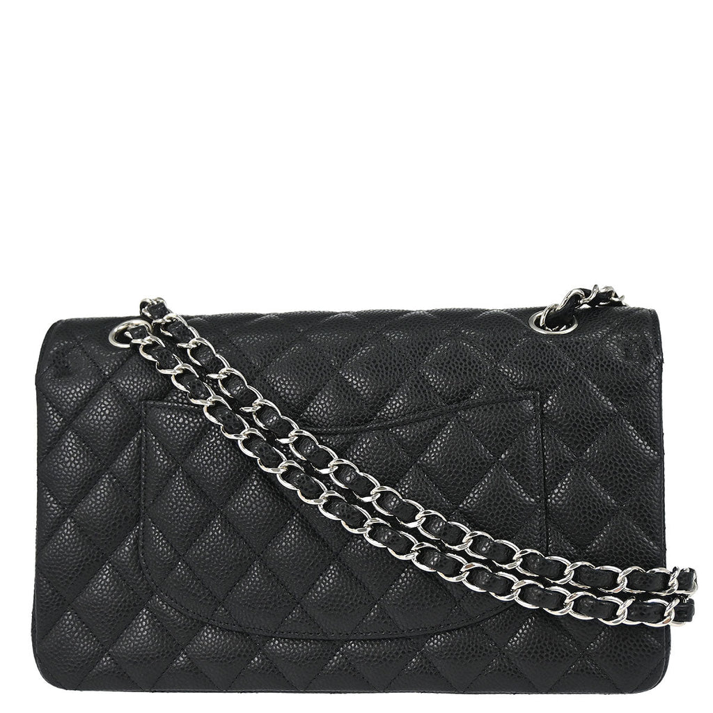 Chanel 2019 Black Caviar Skin Medium Classic Double Flap Shoulder Bag