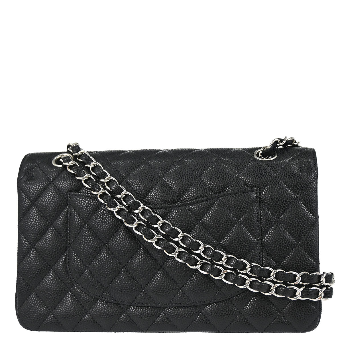 Chanel 2019 Black Caviar Skin Medium Classic Double Flap Shoulder Bag