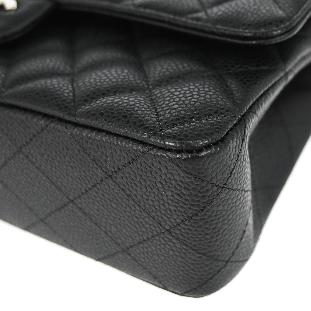 Chanel 2019 Black Caviar Skin Medium Classic Double Flap Shoulder Bag