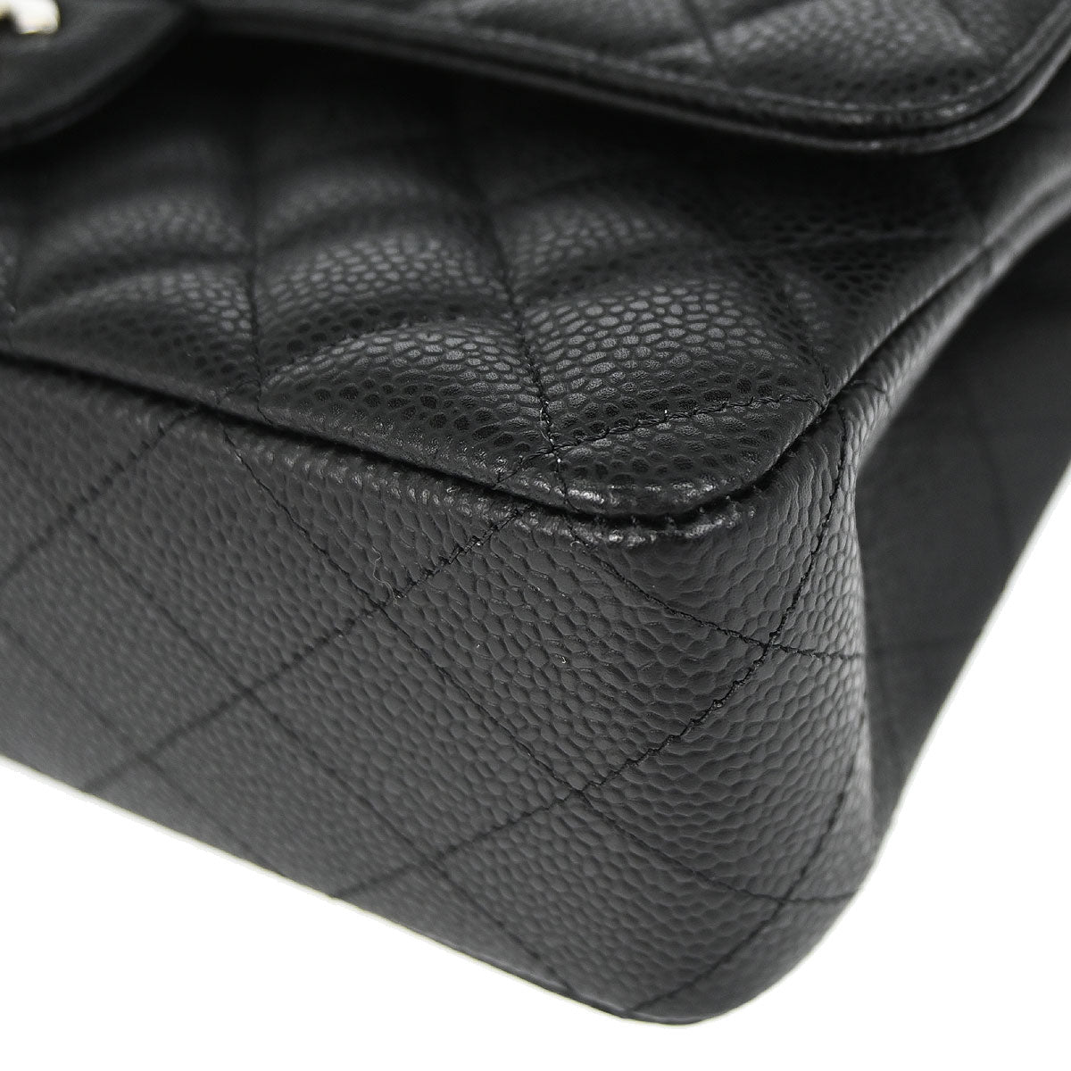 Chanel 2019 Black Caviar Skin Medium Classic Double Flap Shoulder Bag
