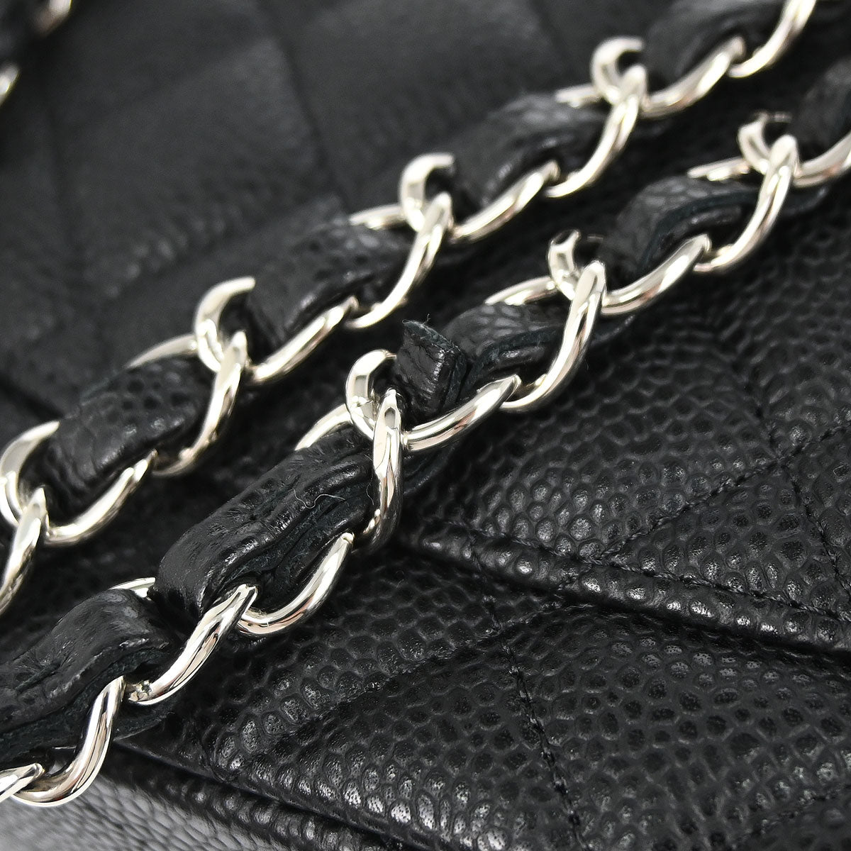 Chanel 2019 Black Caviar Skin Medium Classic Double Flap Shoulder Bag