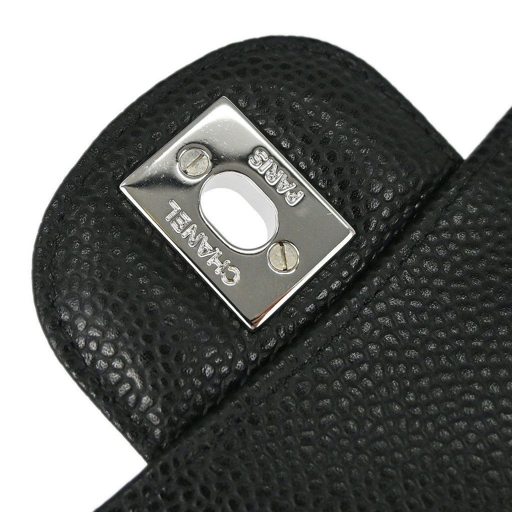 Chanel 2019 Black Caviar Skin Medium Classic Double Flap Shoulder Bag