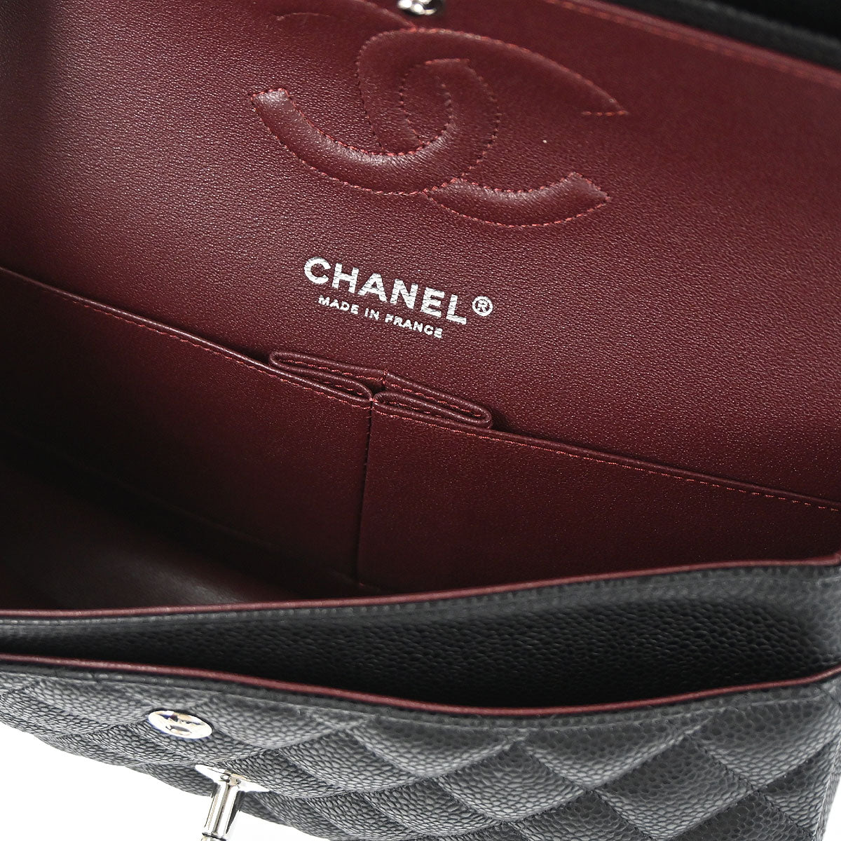 Chanel 2019 Black Caviar Skin Medium Classic Double Flap Shoulder Bag