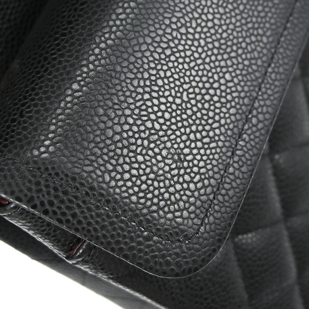 Chanel 2019 Black Caviar Skin Medium Classic Double Flap Shoulder Bag