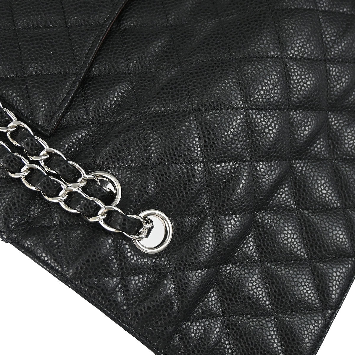 Chanel 2019 Black Caviar Skin Medium Classic Double Flap Shoulder Bag