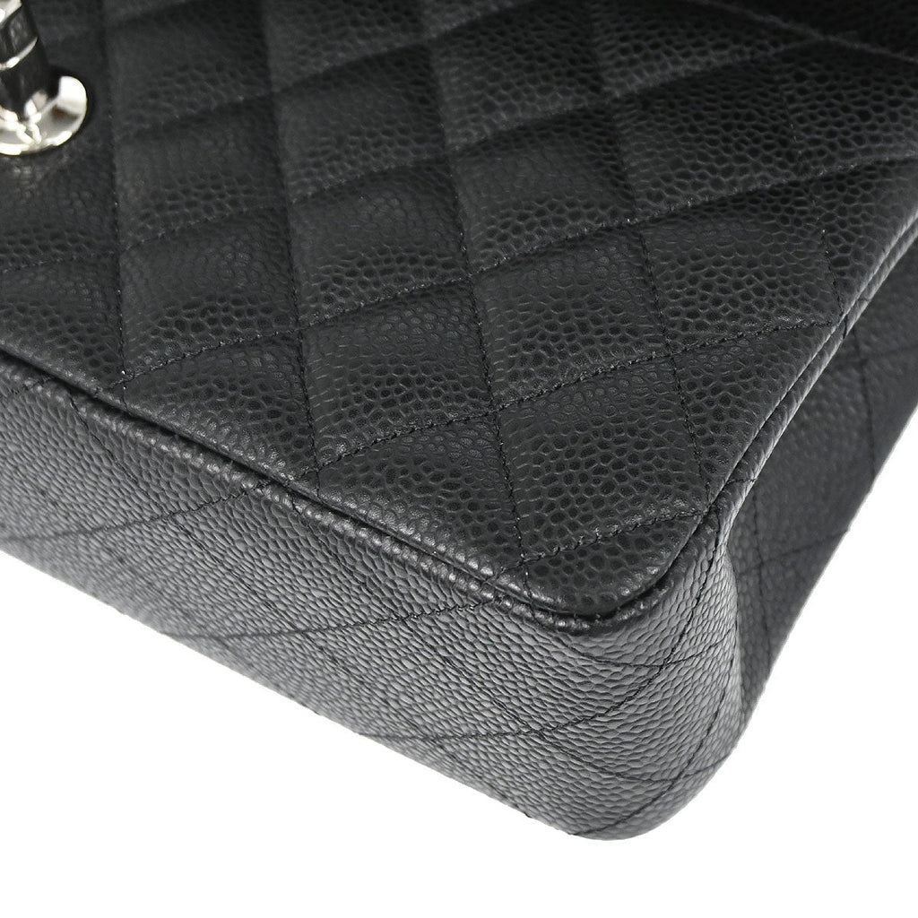 Chanel 2019 Black Caviar Skin Medium Classic Double Flap Shoulder Bag
