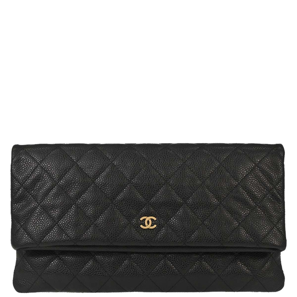 Chanel 2015-2016 Black Caviar Skin Clutch Bag