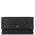 Chanel 2015-2016 Black Caviar Skin Clutch Bag