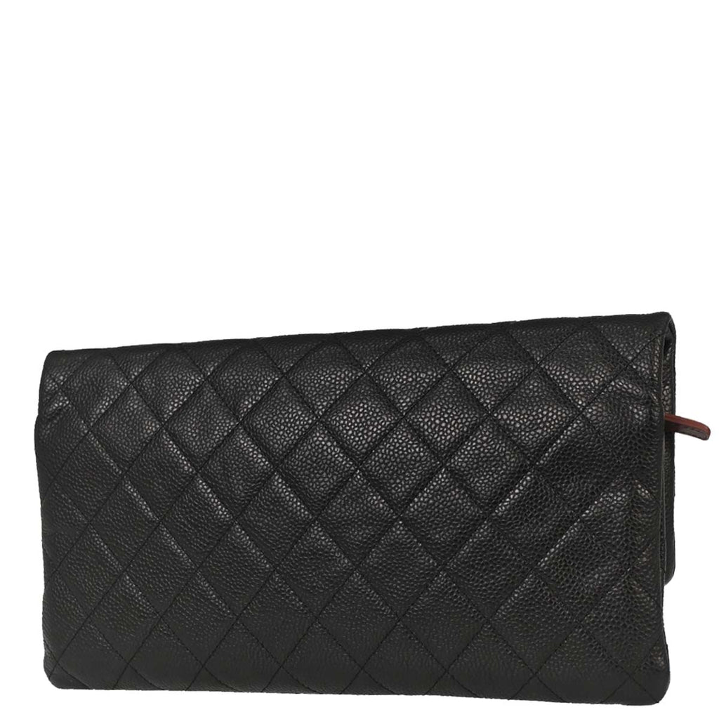 Chanel 2015-2016 Black Caviar Skin Clutch Bag