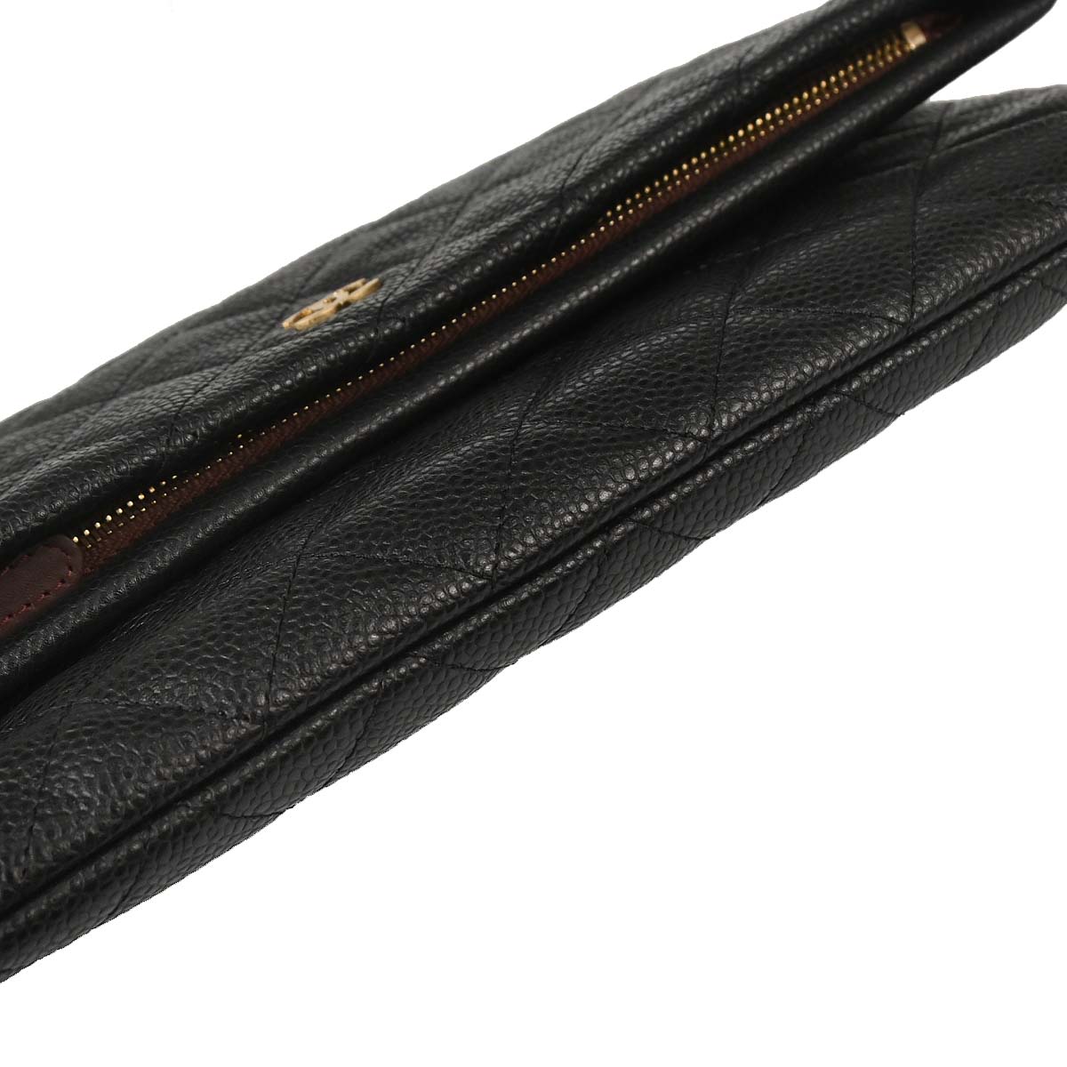 Chanel 2015-2016 Black Caviar Skin Clutch Bag