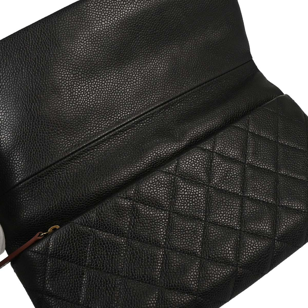 Chanel 2015-2016 Black Caviar Skin Clutch Bag