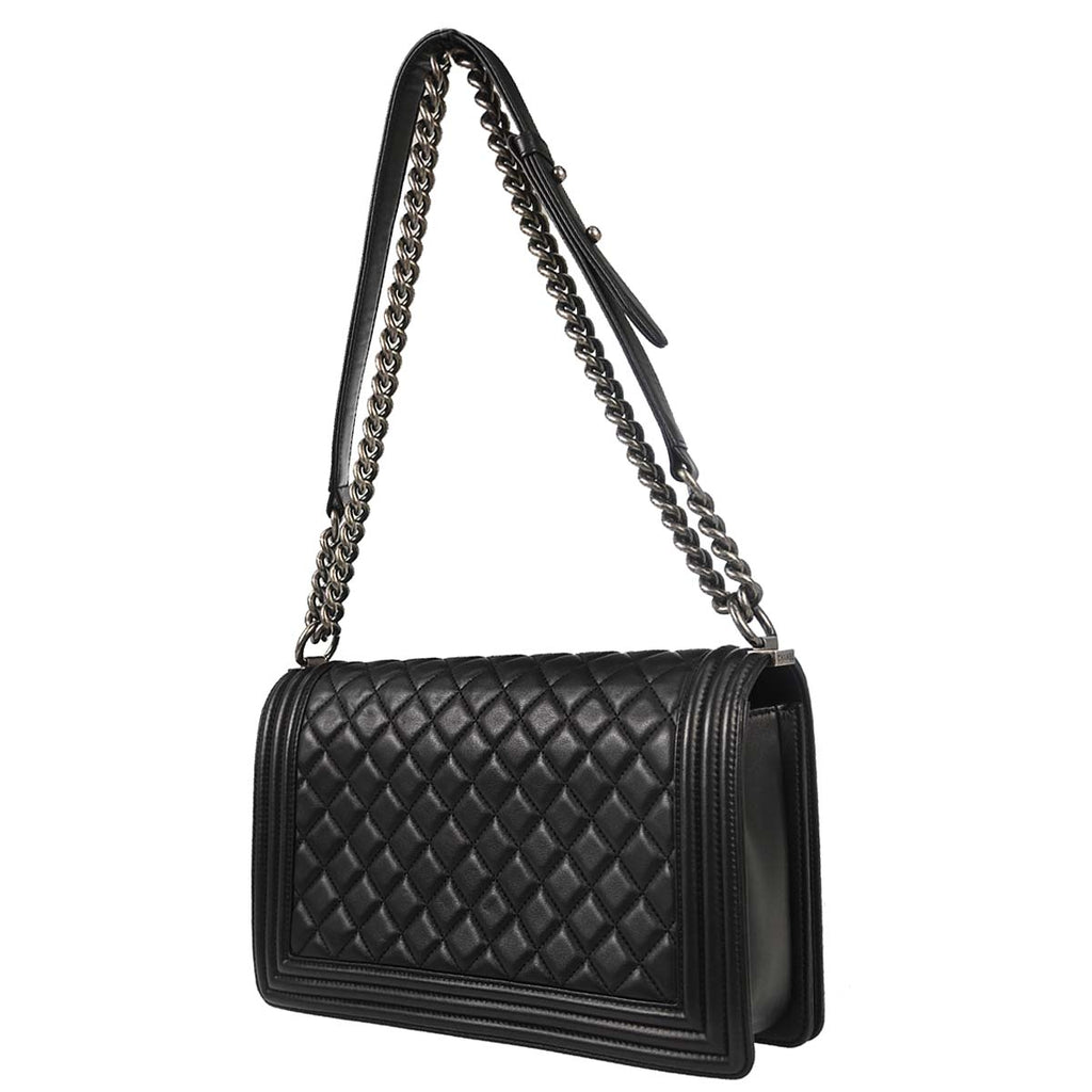 Boy Chanel 2017 Black Lambskin Medium Shoulder Bag