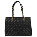 Chanel 2014 Black Caviar Skin Grand Shopping Tote GST Chain Handbag