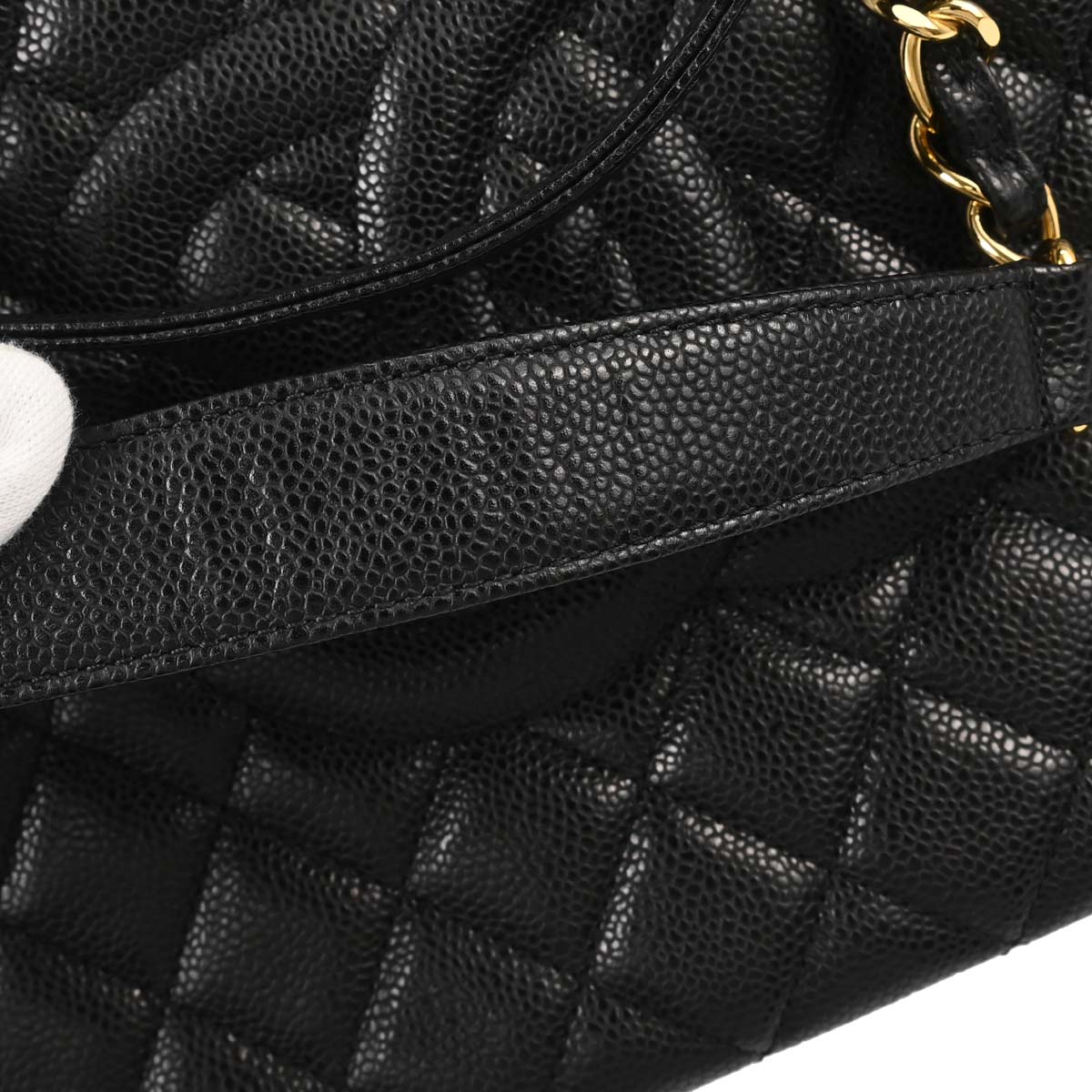 Chanel 2014 Black Caviar Skin Grand Shopping Tote GST Chain Handbag