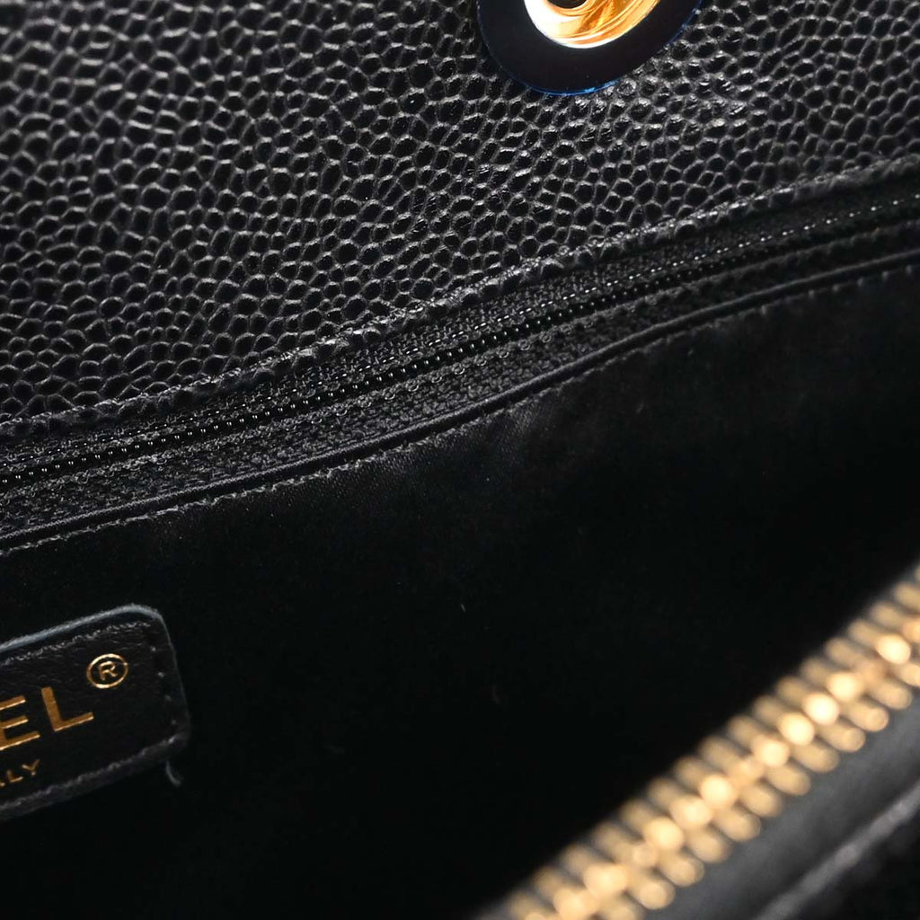 Chanel 2014 Black Caviar Skin Grand Shopping Tote GST Chain Handbag