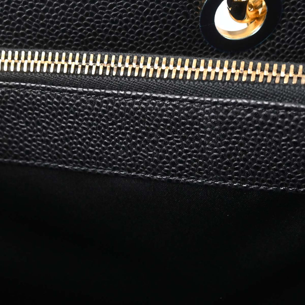 Chanel 2014 Black Caviar Skin Grand Shopping Tote GST Chain Handbag