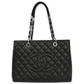 Chanel 2014 Black Caviar Skin Grand Shopping Tote GST Chain Handbag