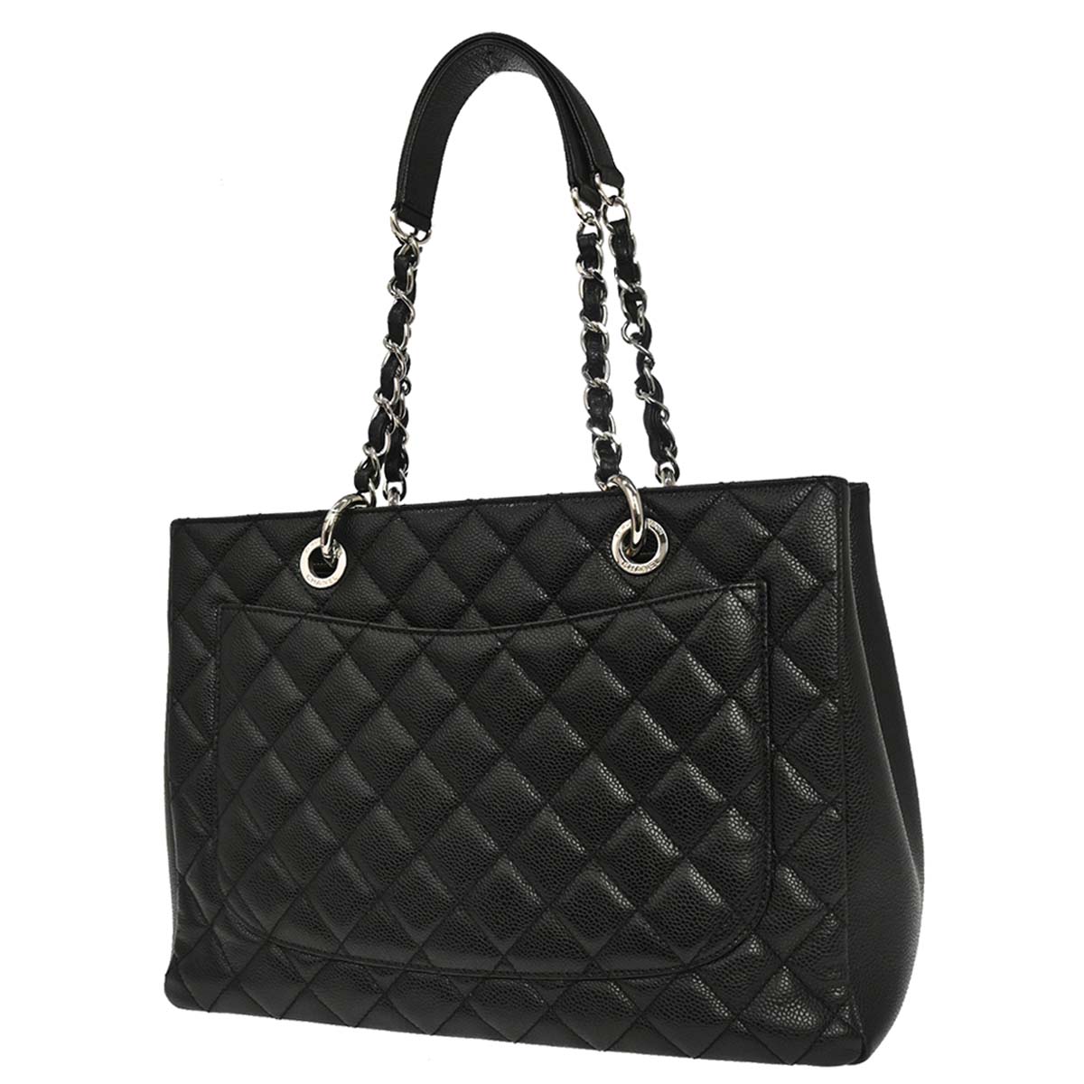 Chanel 2014 Black Caviar Skin Grand Shopping Tote GST Chain Handbag
