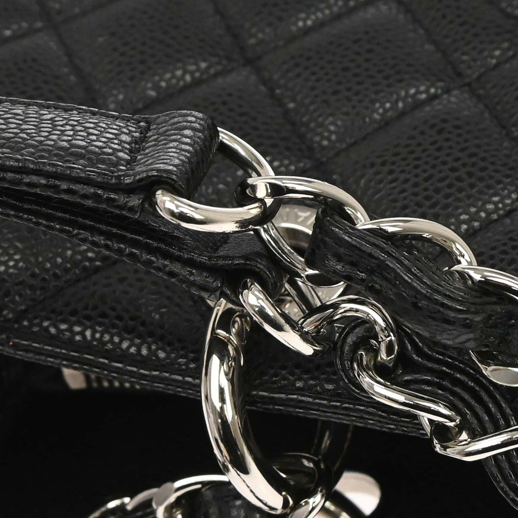 Chanel 2014 Black Caviar Skin Grand Shopping Tote GST Chain Handbag
