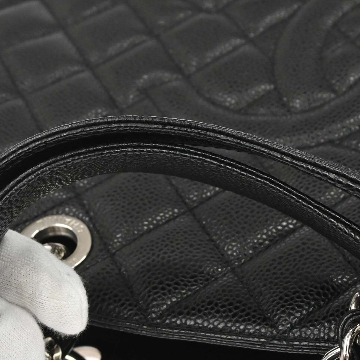 Chanel 2014 Black Caviar Skin Grand Shopping Tote GST Chain Handbag