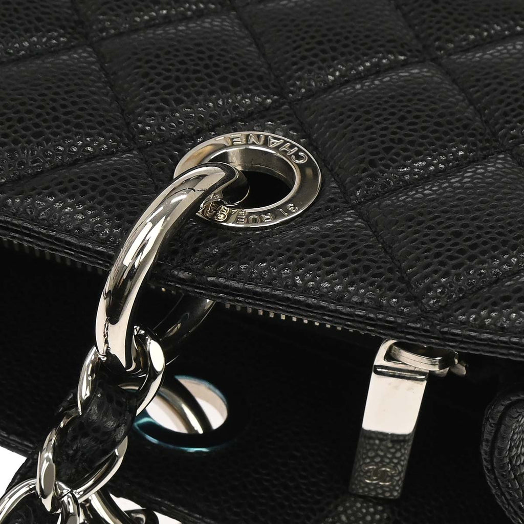 Chanel 2014 Black Caviar Skin Grand Shopping Tote GST Chain Handbag