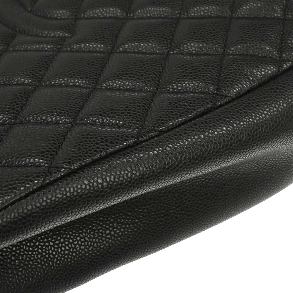 Chanel 2014 Black Caviar Skin Grand Shopping Tote GST Chain Handbag