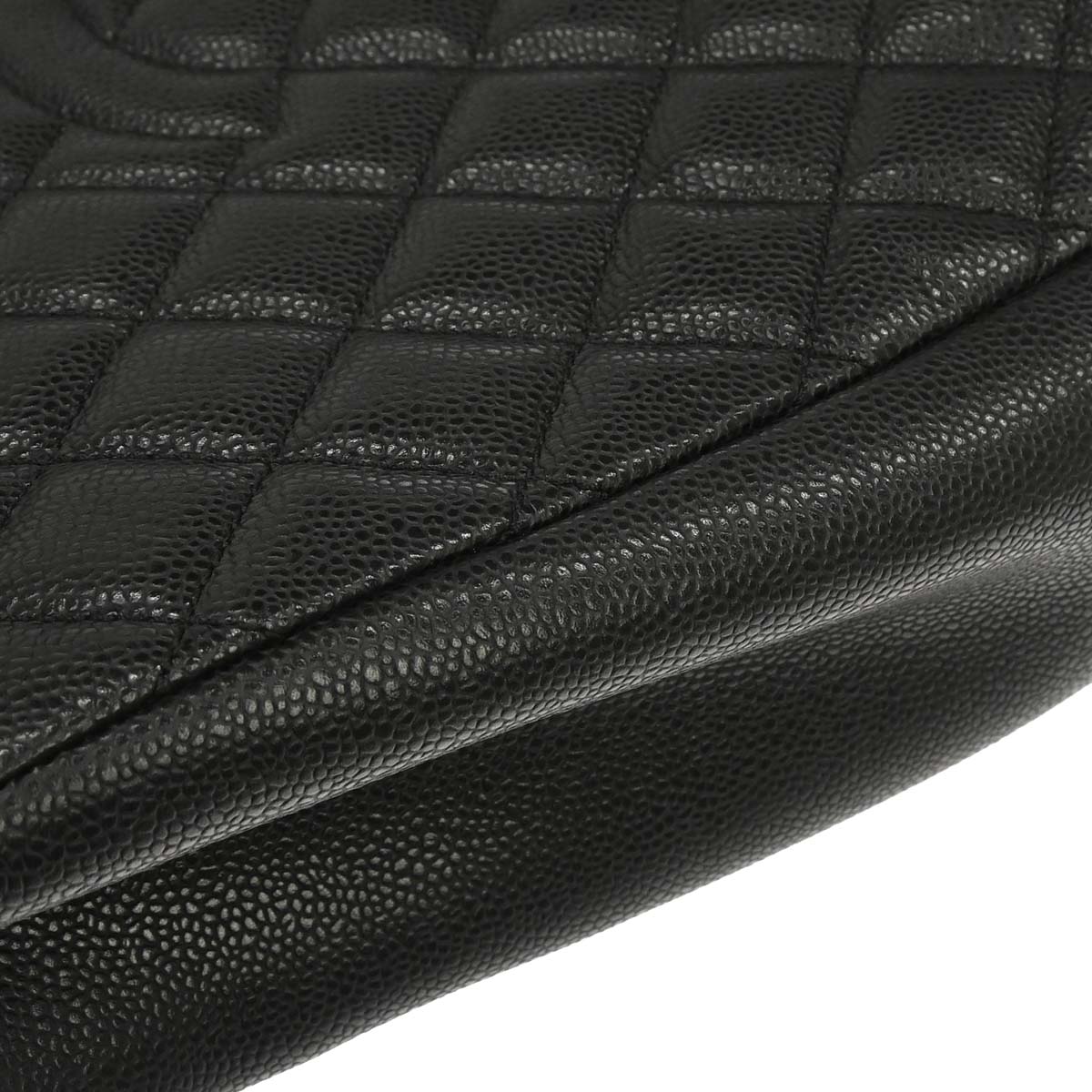 Chanel 2014 Black Caviar Skin Grand Shopping Tote GST Chain Handbag