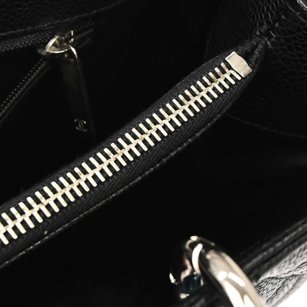 Chanel 2014 Black Caviar Skin Grand Shopping Tote GST Chain Handbag
