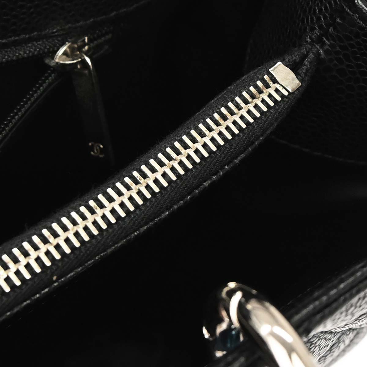 Chanel 2014 Black Caviar Skin Grand Shopping Tote GST Chain Handbag