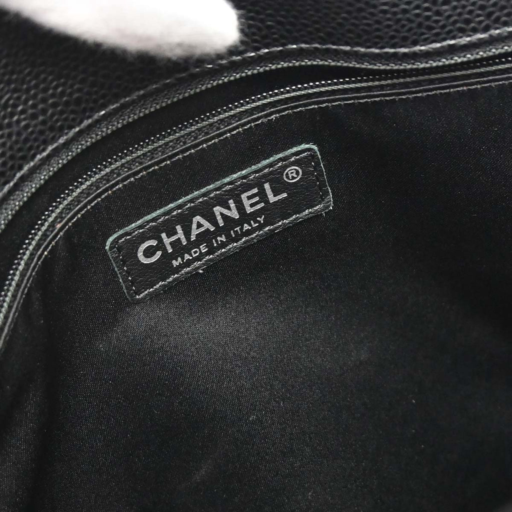 Chanel 2014 Black Caviar Skin Grand Shopping Tote GST Chain Handbag