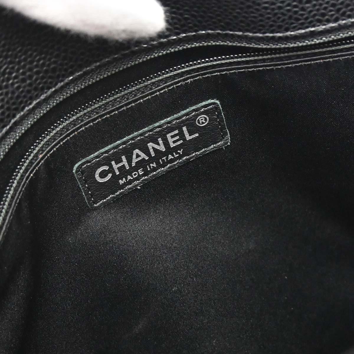 Chanel 2014 Black Caviar Skin Grand Shopping Tote GST Chain Handbag